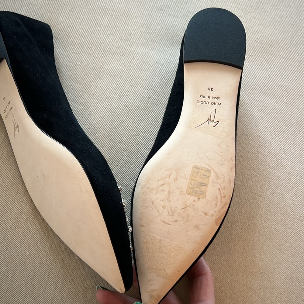 Giuseppe Zanotti Suede Pointed Toe Embellished Flats - Picture 7 of 11